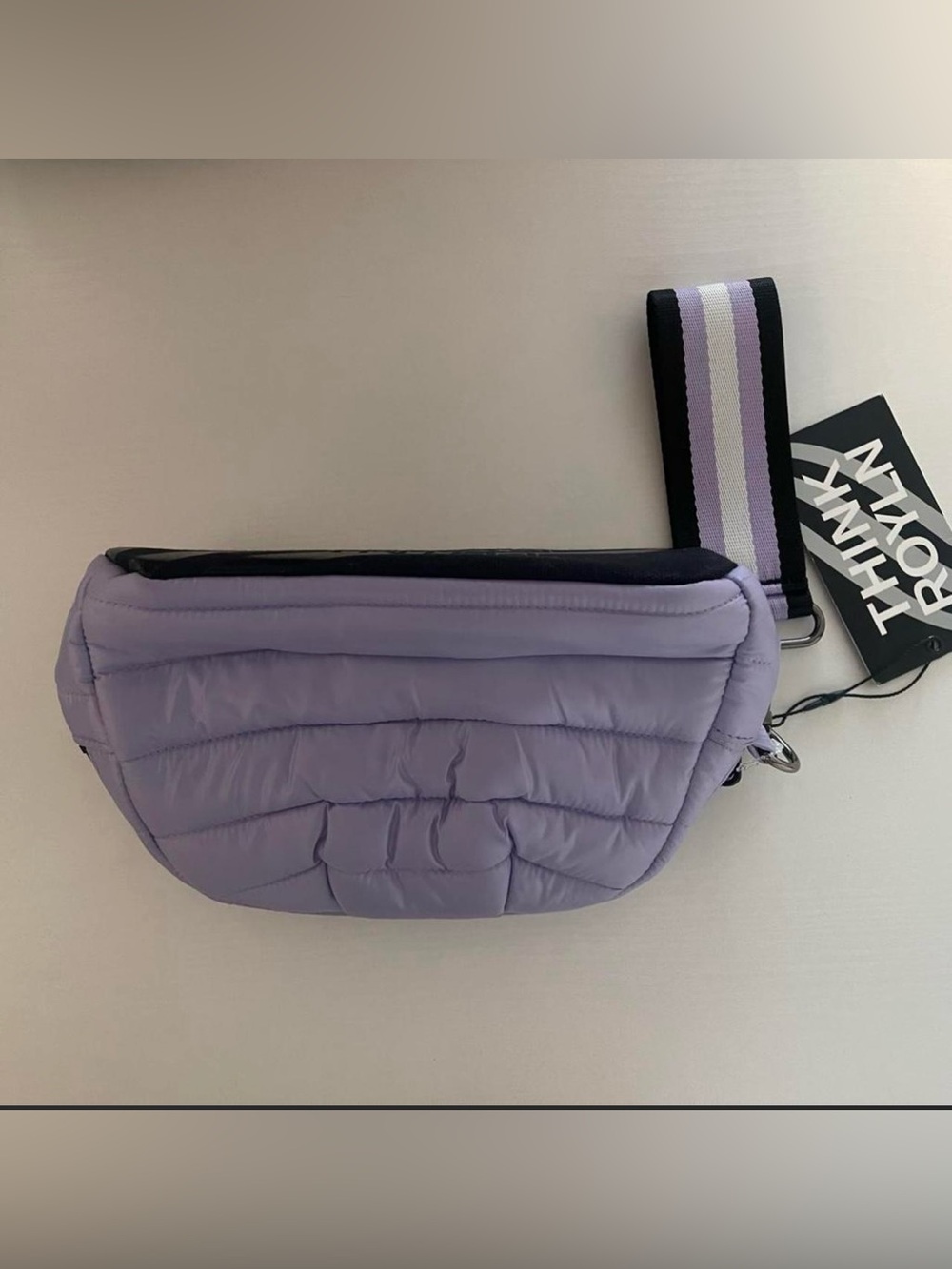 THINK ROYLN Quilted Lavender Wristlet with Striped Strap